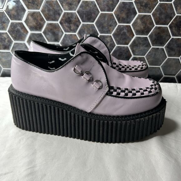 DEMONIA Creepers Women Size 10 3” Platform Goth Shoes Purple *BLEMISHES NO LACES - Picture 6 of 11